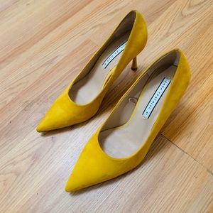 Zara yellow suede pumps